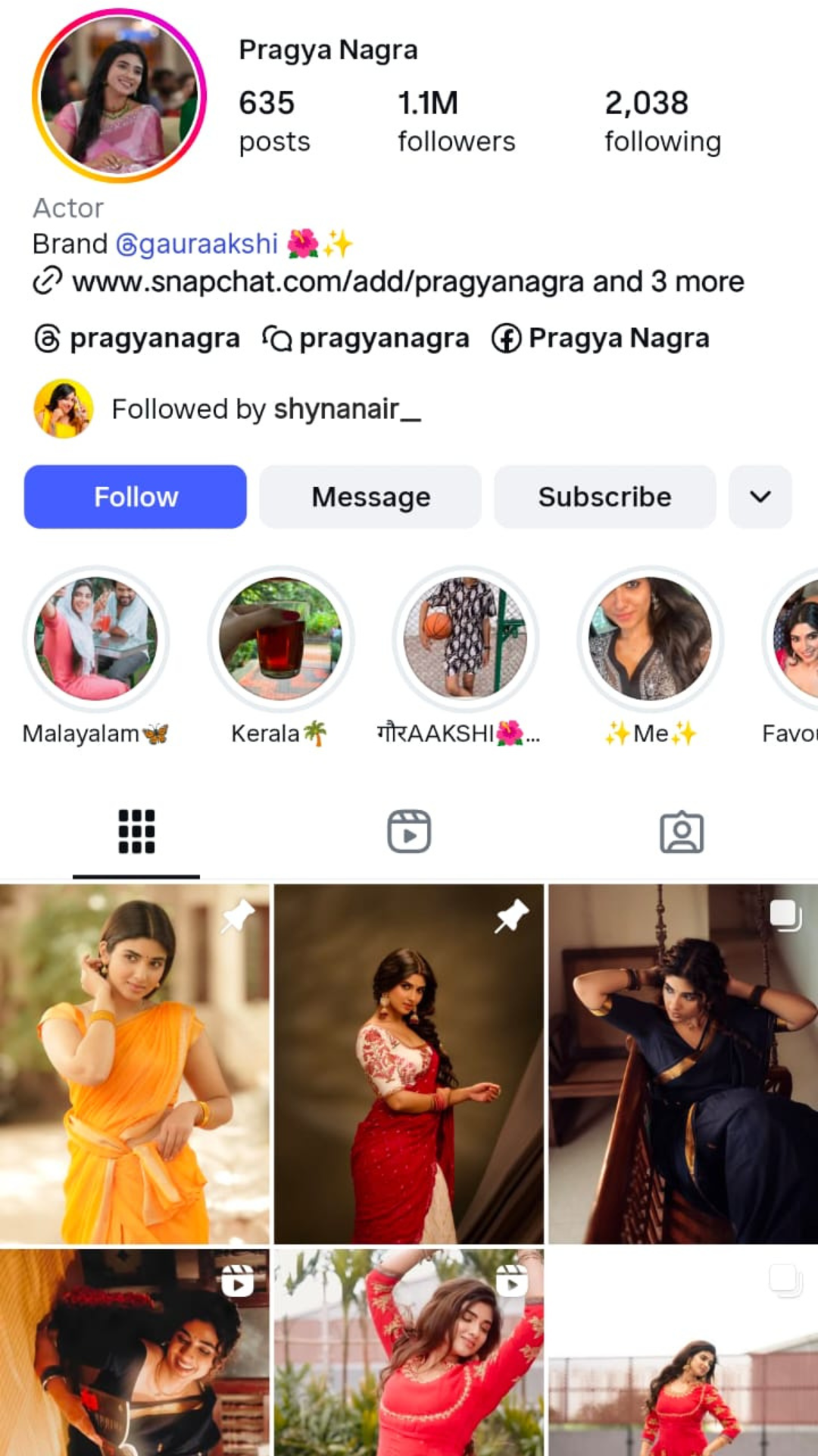 Instagram influencer profile page image